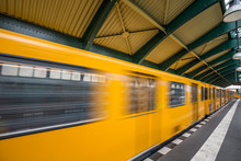 Schonhauser Allee Platform Of The Berlin East Railway Station And A Tram In Berlin, Germany.