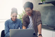 © alphaspirit - Business person in office connected on internet network. concept of startup company