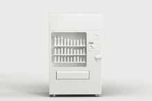 The White Model Of Vending Machine With White Background, 3d Rendering.