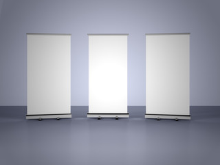 Wall Mural - Empty roll up (banner) on gray background