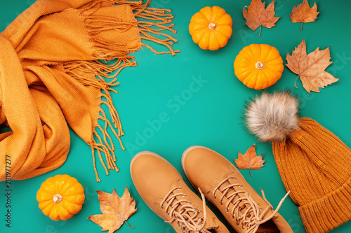 Flat Lay With Comfort Warm Outfit For Cold Weather Comfortable