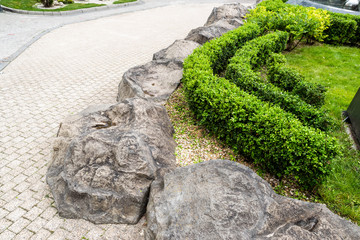 Wall Mural - gravel and stones in the decoration of flower beds in landscape design