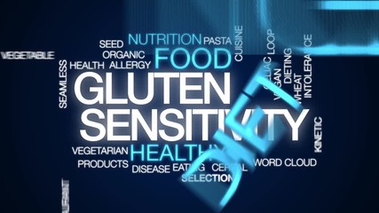 Sticker - Gluten sensitivity animated word cloud. Kinetic typography.