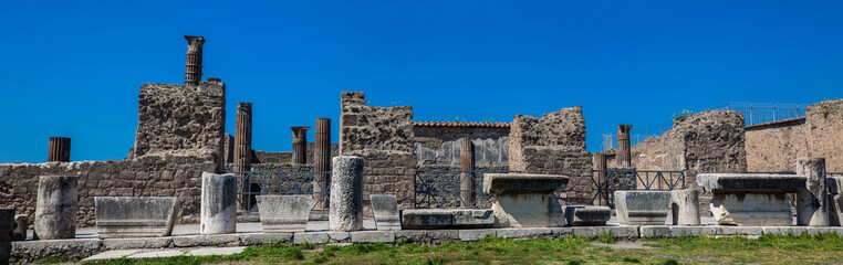 Ruins of the Forum in the ancient city of Pompeii