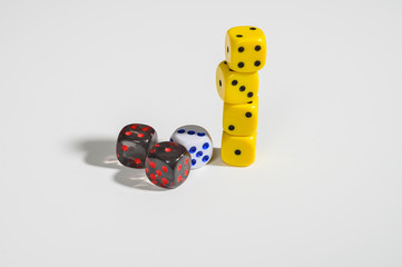 Dice on a white background. Not isolate