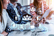 © InfiniteFlow - Human Resources Recruitment and People Networking Concept. Modern graphic interface showing professional employee hiring and headhunter seeking interview candidate for future manpower.