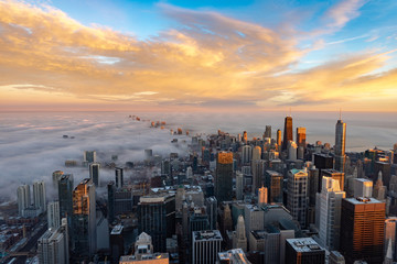 Fototapete - Chicago skyline at sunrise