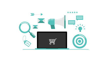 Wall Mural - online marketing with laptop