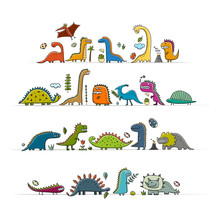 Funny Dinosaurs, Childish Style For Your Design