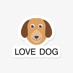 Poster - Dog face sticker icon isolated on white background, Text Love Dog