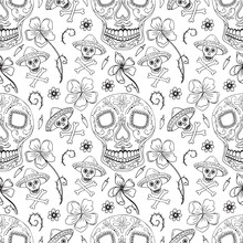 Seamless Pattern Day Of The Dead Dia De Los Muertos