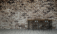 The Living Room Interior Design And Brick Wall Texture Background And Pantry Bar