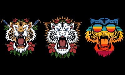 Wall Mural - tiger decoration vector illustration