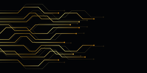 golden circuit board electronics digital technology banner vector illustration EPS10