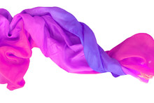 Natural, Delicate Twisted Silk Tinted In Pink And Purple Colors, Isolate