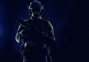 Wall Mural - Army special forces soldier low key studio shoot