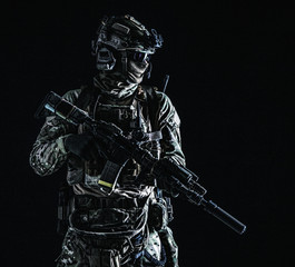 Marine rider with night vision goggles portrait