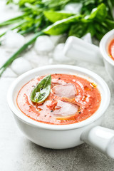 Wall Mural - Gazpacho soup. Traditional spanish cold tomato soup of fresh raw vegetables