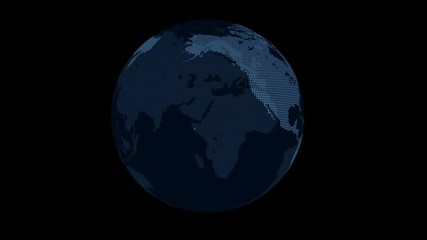 digital earth rotates on black background