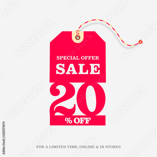 20 Off Sale Price Tag Special Offer Discount Web Banner Design