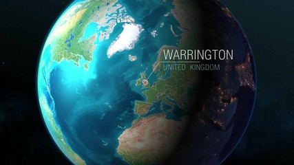 united kingdom - warrington - zooming from space to earth