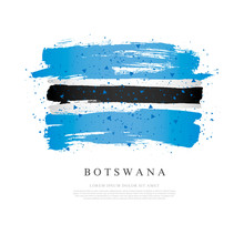 Flag Of Botswana. Brush Strokes Are Drawn By Hand