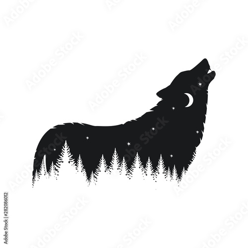 Wild wolf silhouette