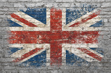 Flag Of Britain Painted On Brick Wall