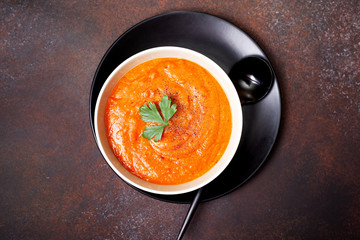 Canvas Print - vegetable soup in a white bowl