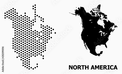 Cuadros en Lienzo Dot Pattern Map of North America