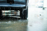 Fototapeta  - Modern car wash, dripping water and foam.