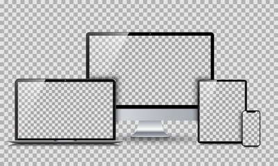 Poster - Set technology devices with empty display - for stock