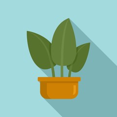 Sticker - Tropical leaf houseplant icon. Flat illustration of tropical leaf houseplant vector icon for web design