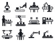 Assembly line icons set. Simple set of assembly line vector icons for web design on white background