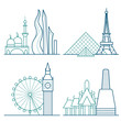 Travel and tourism icon set in trendy linear style