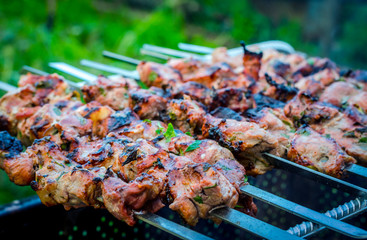 barbecue pork on the grill