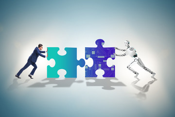 robot and human cooperating in jigsaw puzzle