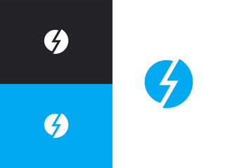 Wall Mural - Blue round shape icon of stylization lightning