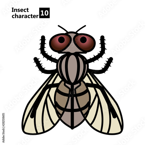 擬人化した昆虫のイラスト 害虫 蝿 ハエのキャラクター Insect
