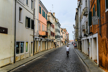 Poster - Sottomarina, Italy - July, 10, 2019: dwelling houses in a center of Sottomarina, Italy