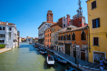 Poster - Venice, Italy - July, 07, 2019: cityscape with the image of channel in Venice, Italy