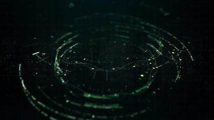 Poster - Futuristic holographic digitally generated image matrix grid particles de-focus cyber space background environment