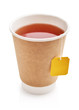 Disposable takeaway cups with tea