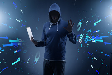 Hacker in digital security concept