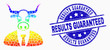 Pixel bright spectral bull boss mosaic pictogram and Results Guaranteed seal stamp. Blue vector round distress seal stamp with Results Guaranteed title. Vector composition in flat style.