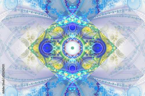 White and colorful wallpaper cover background Geometric fractal shape can ill...