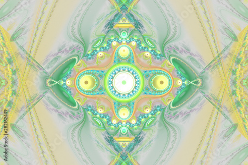 White and colorful wallpaper cover background Geometric fractal shape can ill...