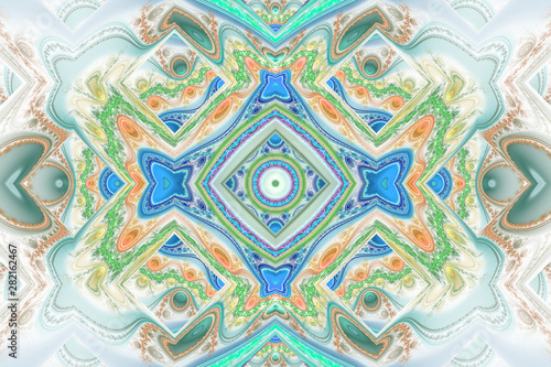 White and colorful wallpaper cover background Geometric fractal shape can ill...