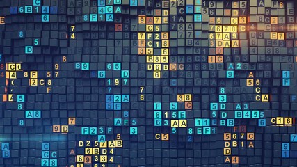 Wall Mural - hex programming code. coding or hacker concept. seamless loop 3d render animation