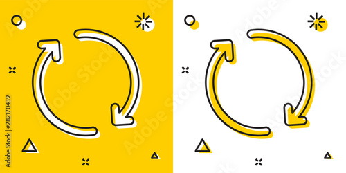 Cuadros en Lienzo Black Refresh icon isolated on yellow and white background